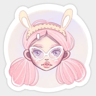 Bunny Girl with Glasses Sticker